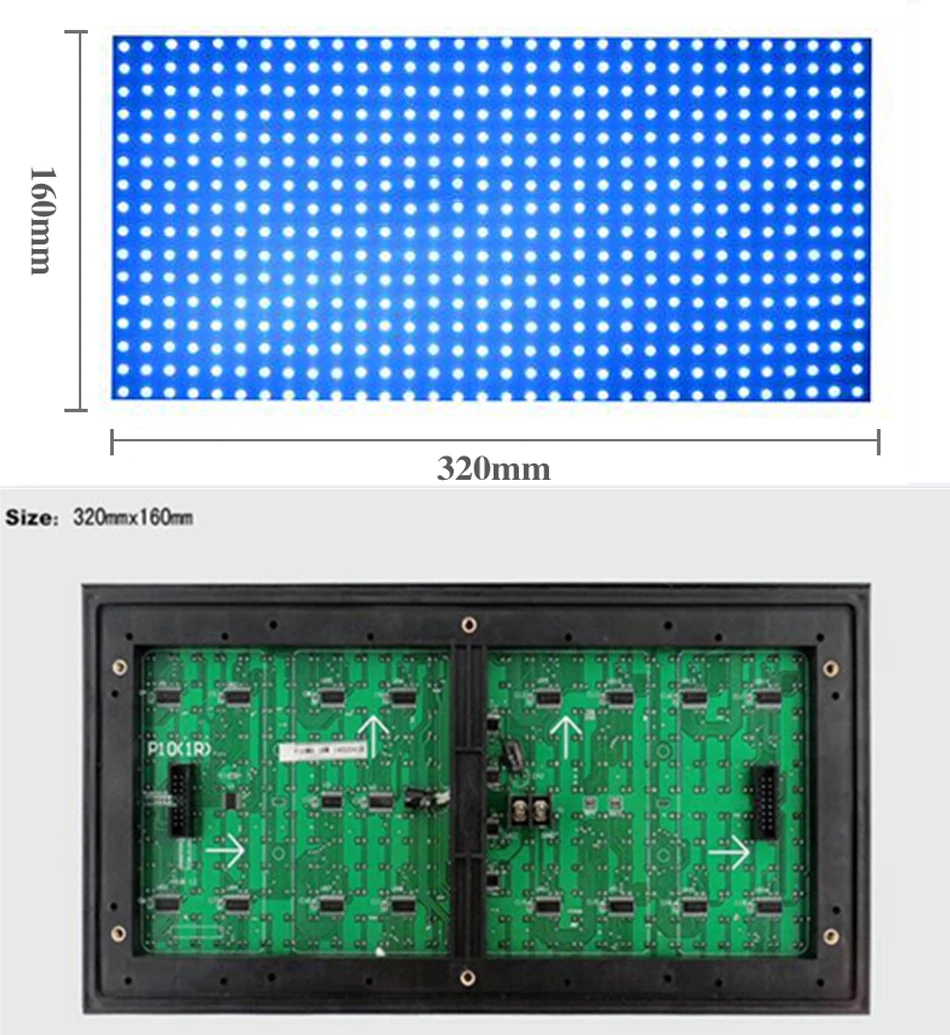 P10 Одиночная синяя наружная Светодиодная панель Водонепроницаемая IP65 320 мм * 160 32*16