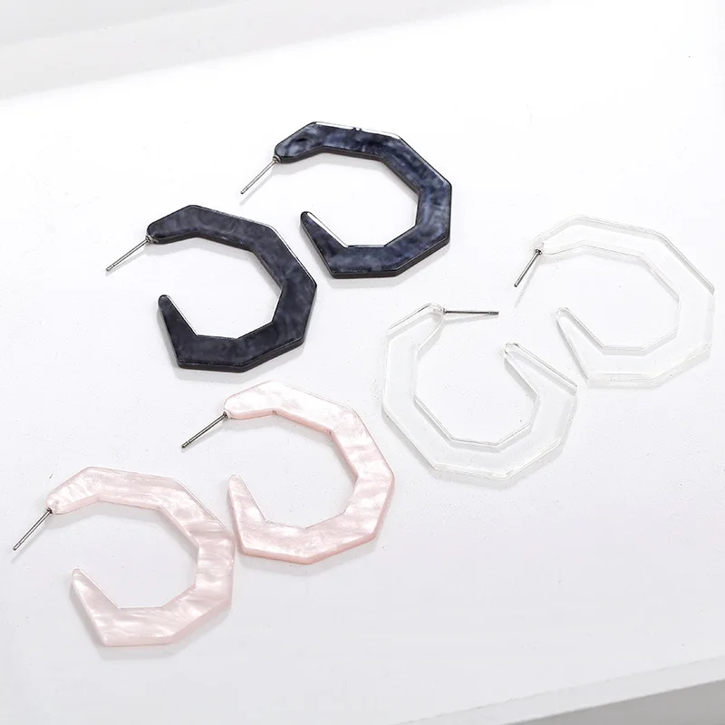 Acetic Acrylic Resin C shapped Stud Earrings For Women 2019 Fashion Simple Style Geometry Jewelry | Украшения и аксессуары