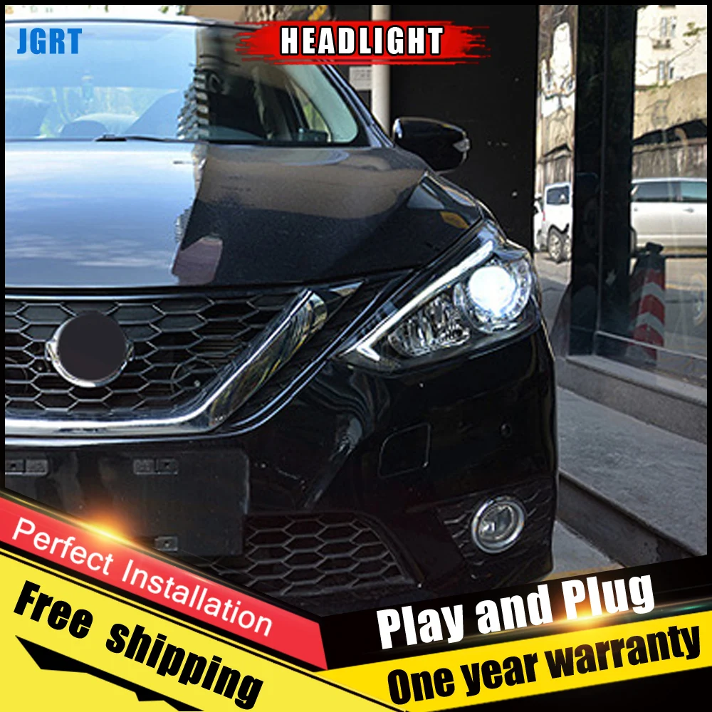 Автомобильный Стиль светодиодный фары для Nissan Sylphy Sentra X Trail 15 17 налобный фонарь DRL