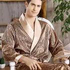 Комплект мужской из двух предметов, шелковый халат, шорты, кимоно, мягкий уютный банный халат, 5XL, Мужская Ночная рубашка