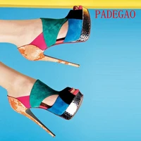 women sandals 2019 high heels party shoes lady sandals multi color 14 5cm heel4 5cm waterproof combination sandals