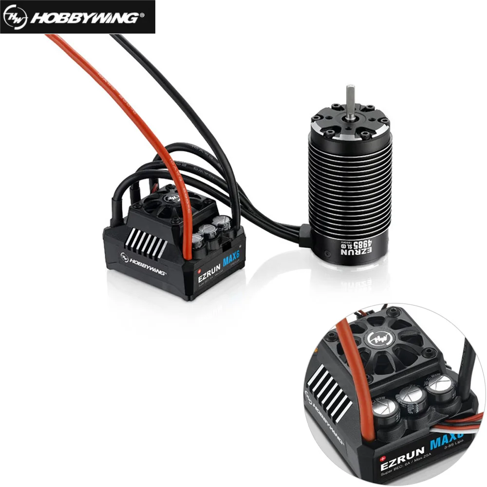 HobbyWing EZRUN-SL 4985 1650KV / 5687SL 1100KV бесщеточный 4-полюсный двигатель w/ MAX6 160A ESC водонепроницаемый для 1/6 1/7 RC автомобиля