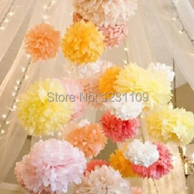 20pcs/lot 10&quot(25cm) mixed color Tissue Paper Pom Poms artificial Flower Balls Party Baby Shower Nursery Wedding Decoration |