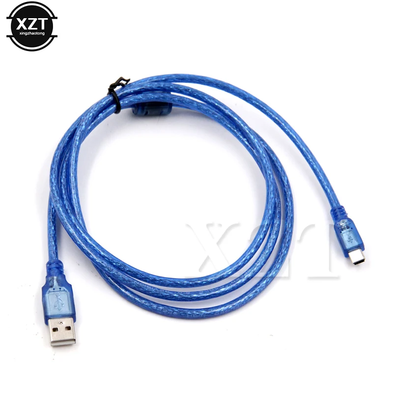 Кабель для передачи данных USB 2 0 типа А Папа-мини 5P плетеный из фольги синий