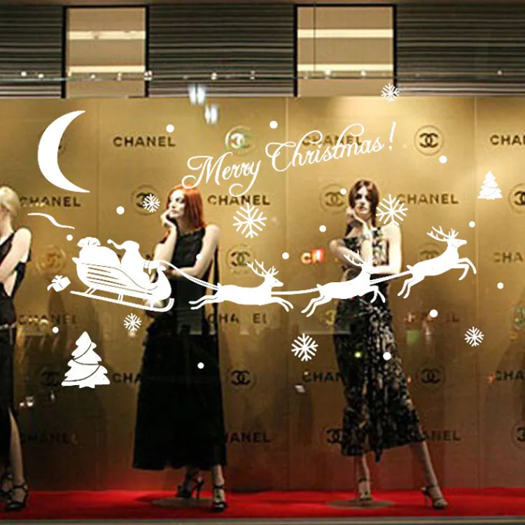 Рождественские украшения рождественские стеклянные наклейки на стену окна для