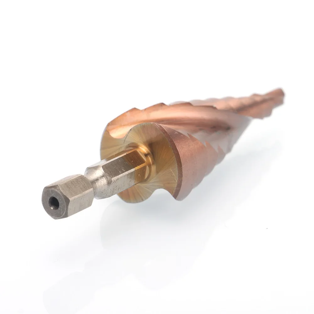 

4-20mm Step Core Drill Bit 1/4" 6.35mm Hex Shank Spiral Flute High Speed Steel Drilling Tool For Metalworking