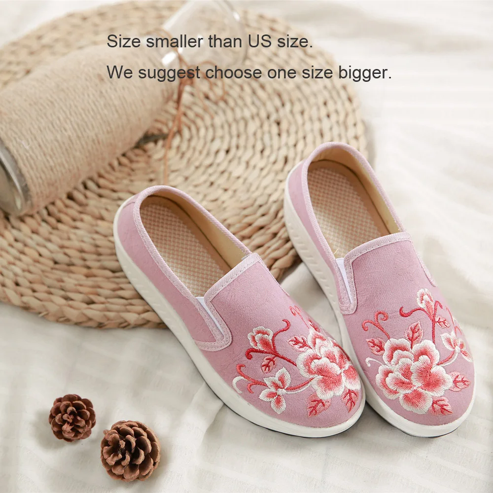 Vintage Embroidery Sneakers Women Ladies Floral Embroidered Platform Shoes Woman Casual Ethnic Spring Female | Обувь