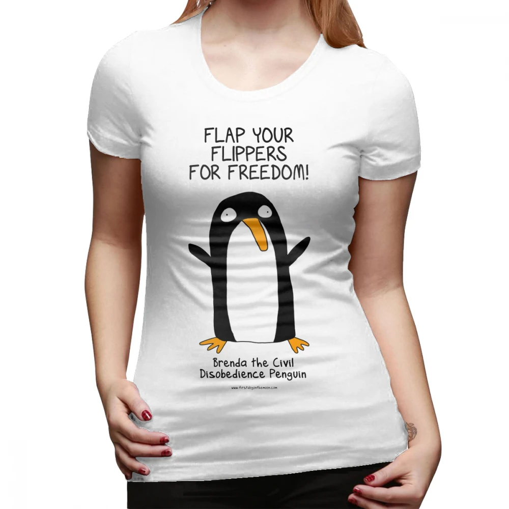 Футболка с изображением пингвина бренда The Civil Disobedience Penguin, модная футболка размера плюс, женская футболка с круглым вырезом, Повседневная красная женская футболка