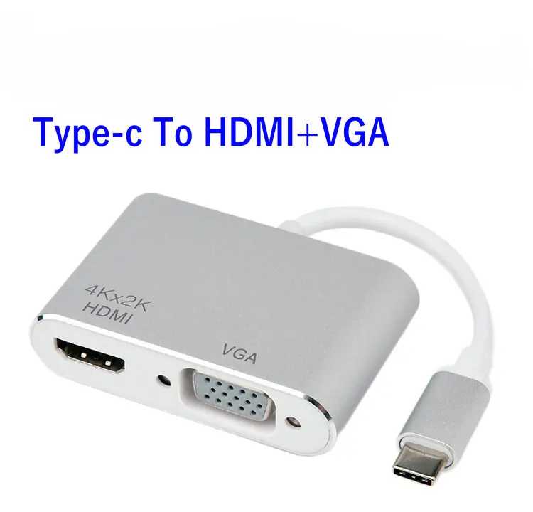 1 шт. usb 3. Кабель переходник с Type c на HDMI + VGA 2 в 2k * 4K 1080P|Кабели VGA| |