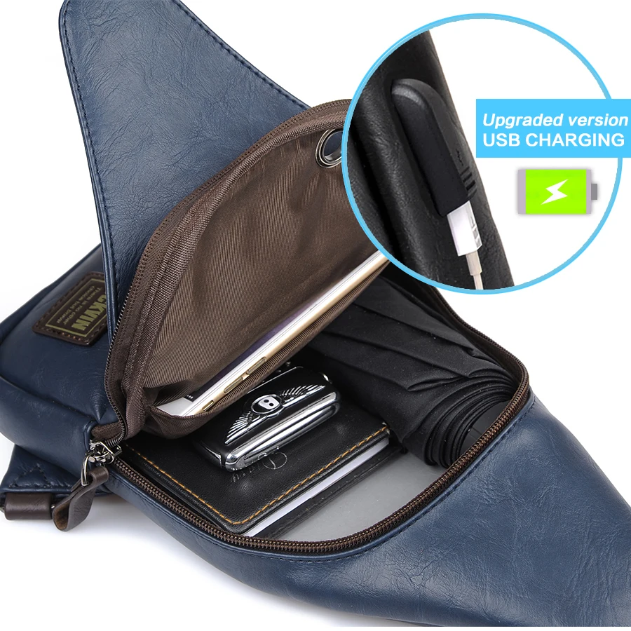 Мужская нагрудная сумка с магнитными кнопками от известного бренда модная