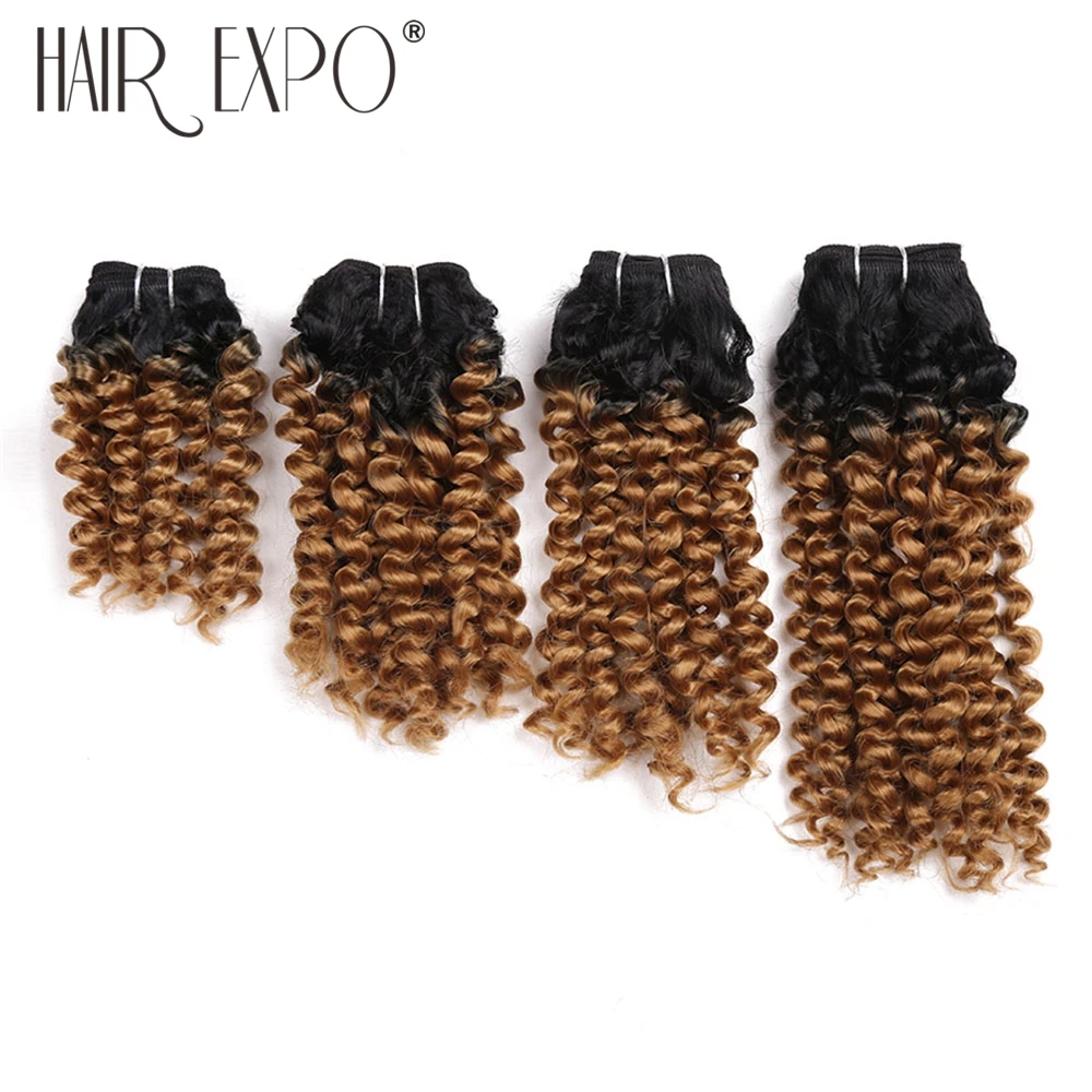 

Hair WeaveKinky CurLy Bundles Bouncy Curly Synthetic Sew In Hair Extensions for Women 8-14inch 4pcs/lot Cork Curl Hair Expo City