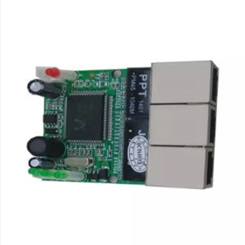 OEM switch mini 3 port ethernet 10 / 100mbps rj45 network hub pcb module board for system integration | Компьютеры и офис