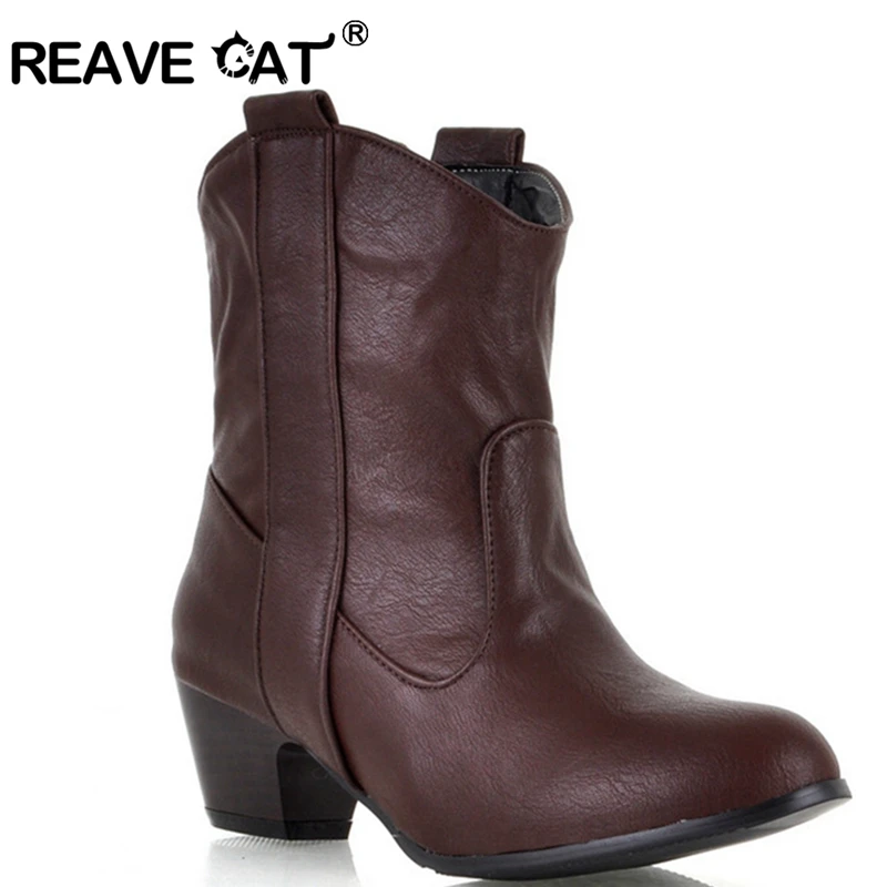 REAVE CAT/новые зимние женские ботинки Модные ботильоны с острым носком цвет черный