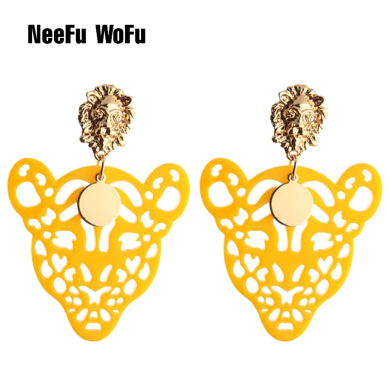 NeeFu WoFu Drop Leopard Серьги с изображением Льва ювелирная смола сладкий большая серьга большой длинный Brinco серьги Oorbellen Рождественский подарок