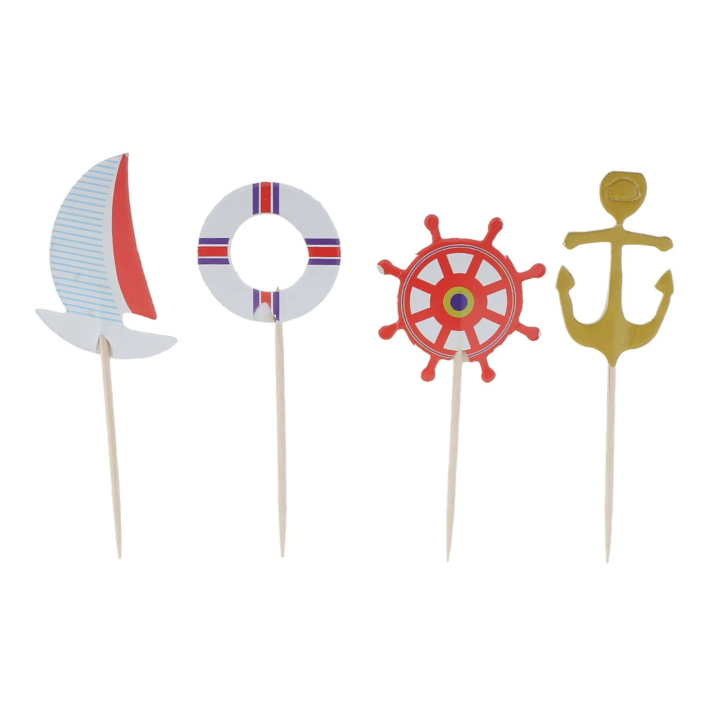 24 шт. новинка тематика парусного океана моряка еда кекс пики Toppers день рождения