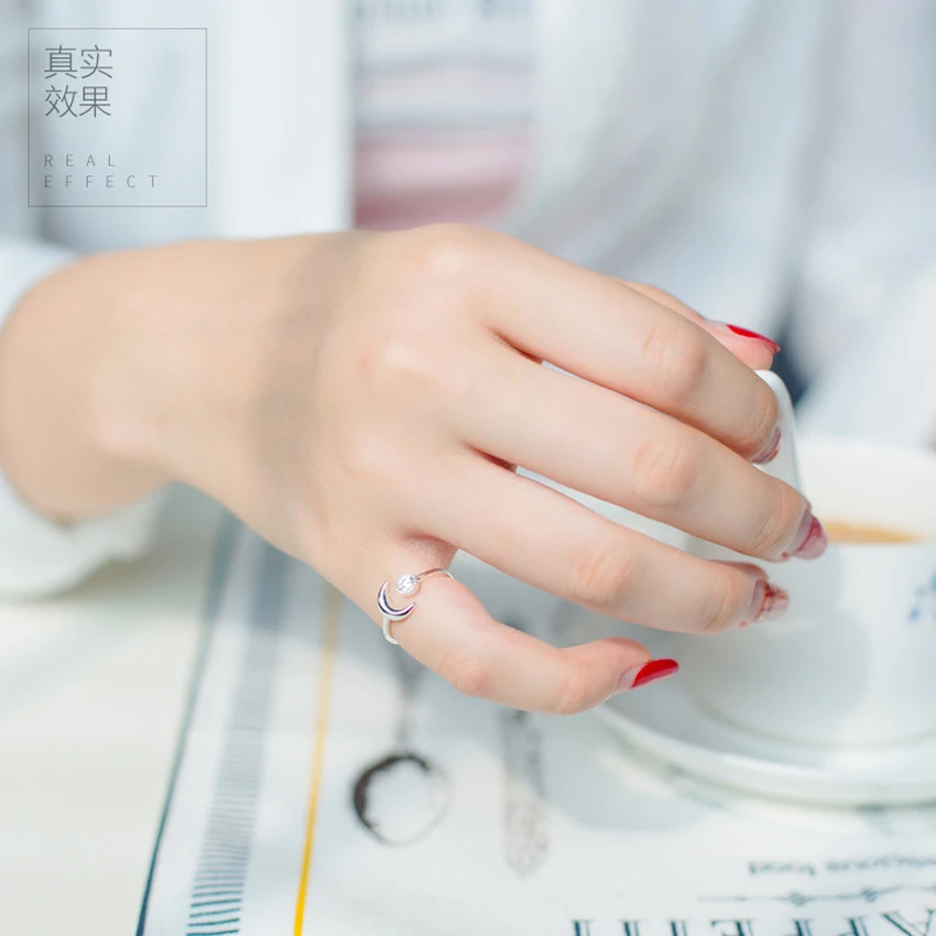 Женское Открытое кольцо с круглым кубическим полумесяцем | Украшения и