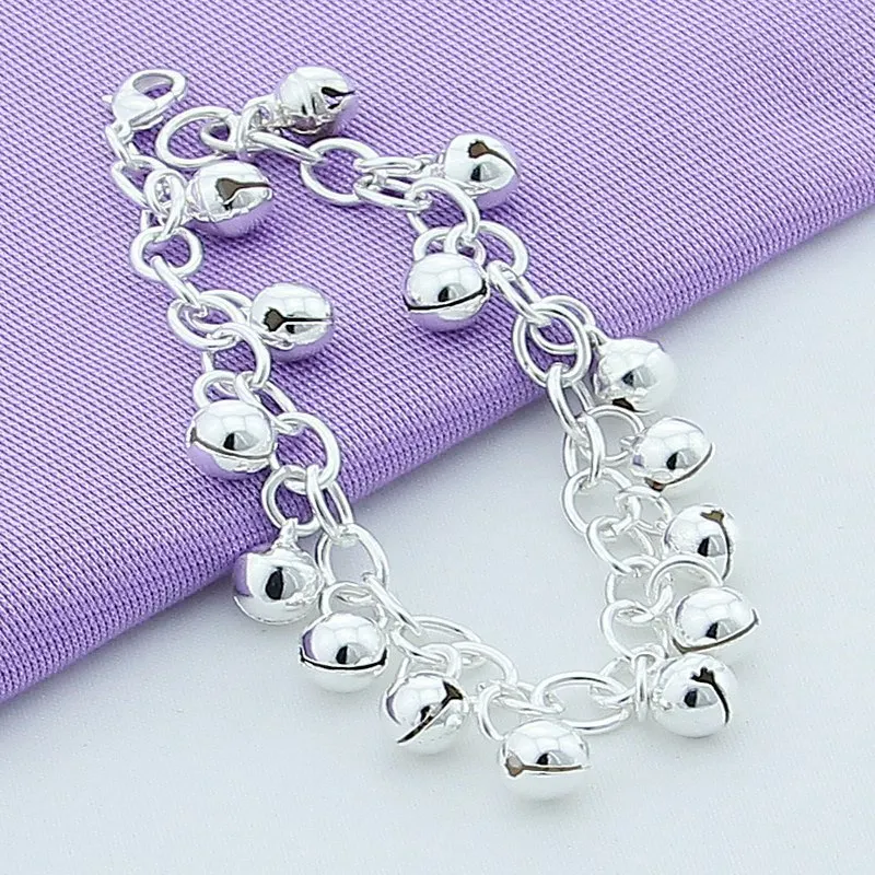 Женский серебряный браслет с подвеской в виде колокольчика|bracelet copper|bracelet kittyjewelry