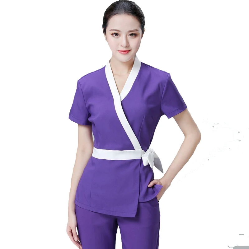 [Набор] LOVESHADOW женская одежда Mujer Clinicos медицинская форма косметолога комбинезоны медицинская одежда красота униформа для салона - Цвет: purple