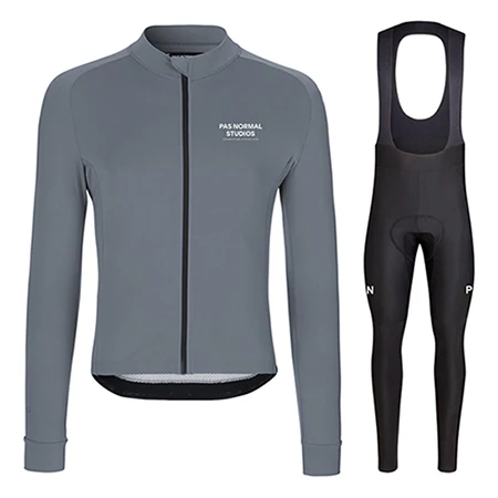 Set Ropa ciclismo invierno hombre termica зимняя одежда для велоспорта серая мужская одежда для велоспорта Теплая Флисовая одежда с длинным рукавом - Цвет: Set