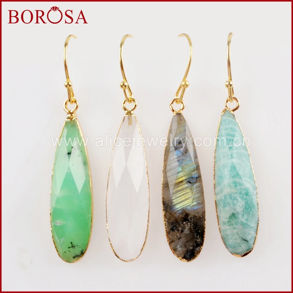 BOROSA 5 пар новая золотая цветная слезы белый кварц кристалл лабрадорит граненый