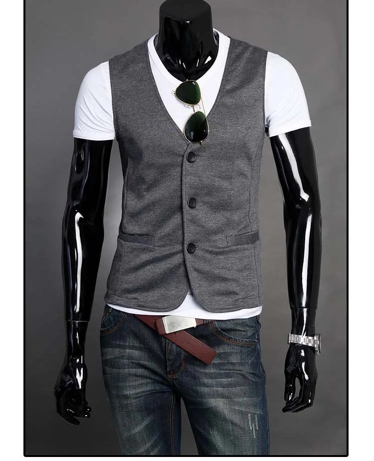 2016 Новинка без рукавов жилет тонкий мужские жилеты повседневный хлопок Человек