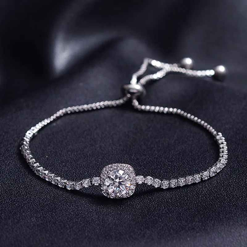 Модные белые золотые браслеты для тенниса женщин 1ct AAA CZ камни крошечные