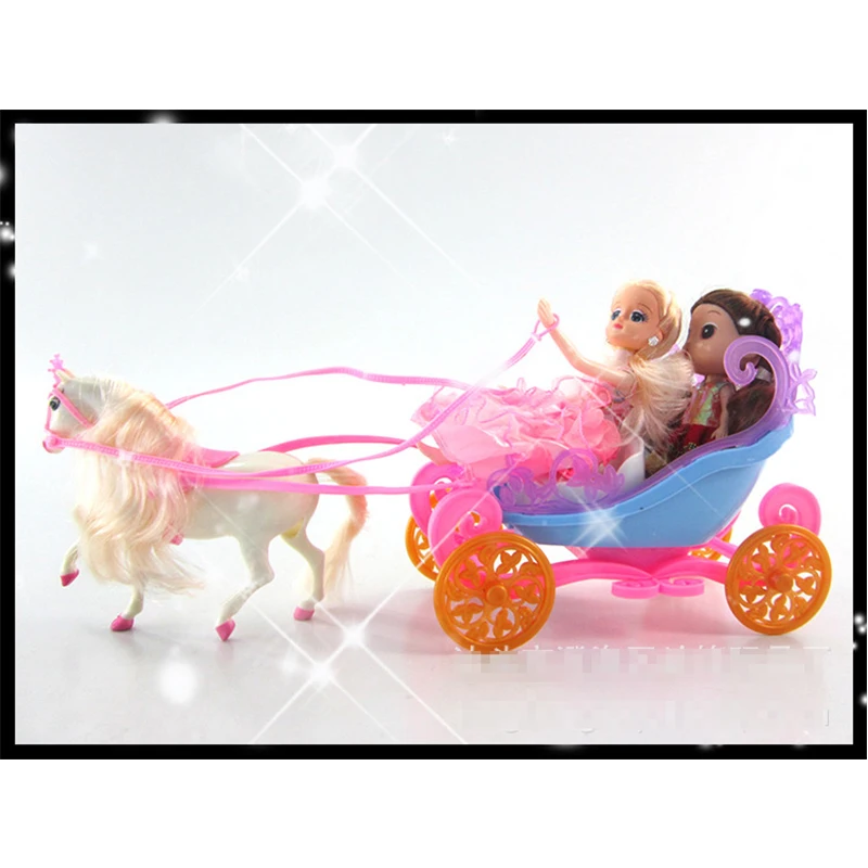 Jimusuhutu мини цветная лошадиная каретка для Барби Келли Кукла Мечта Замок девочка