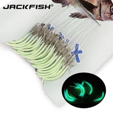 Jackfish 12-18 #30 Stks/sets Lichtgevende Vishaak Met Lijn Weerhaken Visgerei Accessoires Staal Vishaken pesca