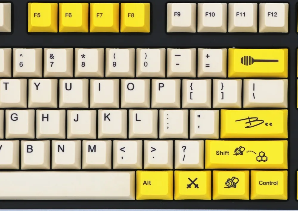 Пчелиный желтый/белый 108/130 клавиш красящий сублимированный pbt keycap для