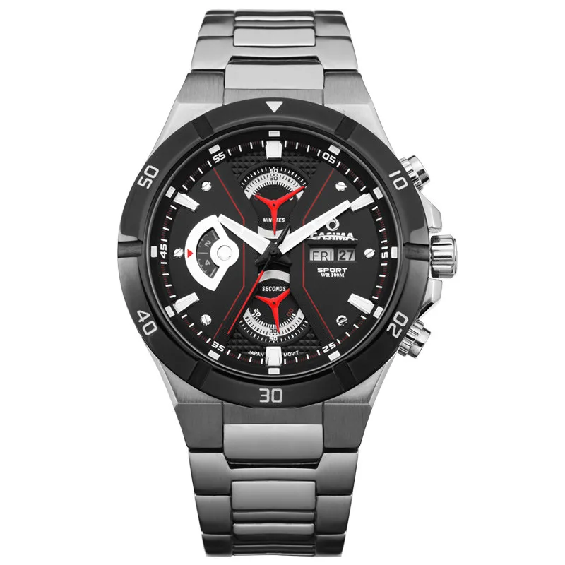 Модные мужские часы из нержавеющей стали Кварцевые Спортивные Светящиеся