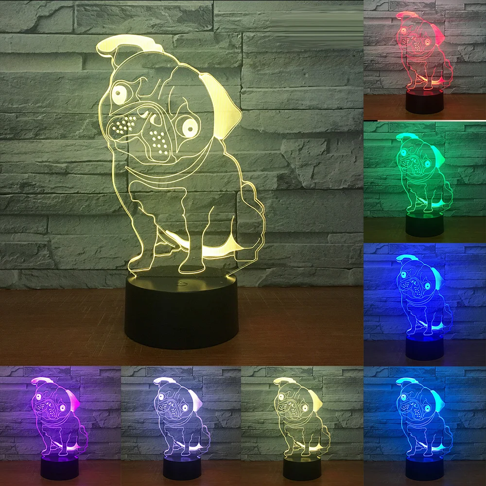 Affan Hound LED ночные лампы кокер спаниель собака бульдог 3D акриловая 7 видов цветов