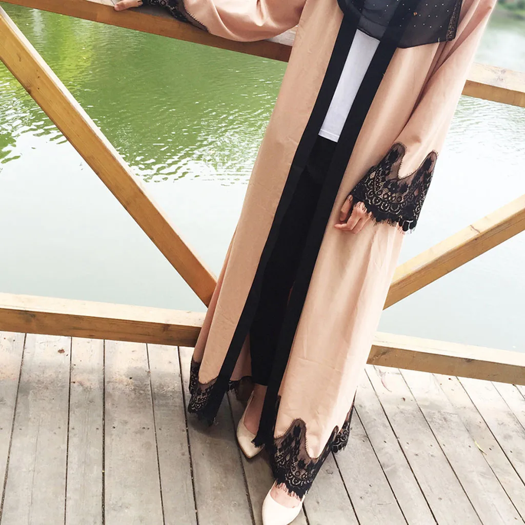 Женская одежда длинное пальто с кружевом длинный кардиган Среднего Востока