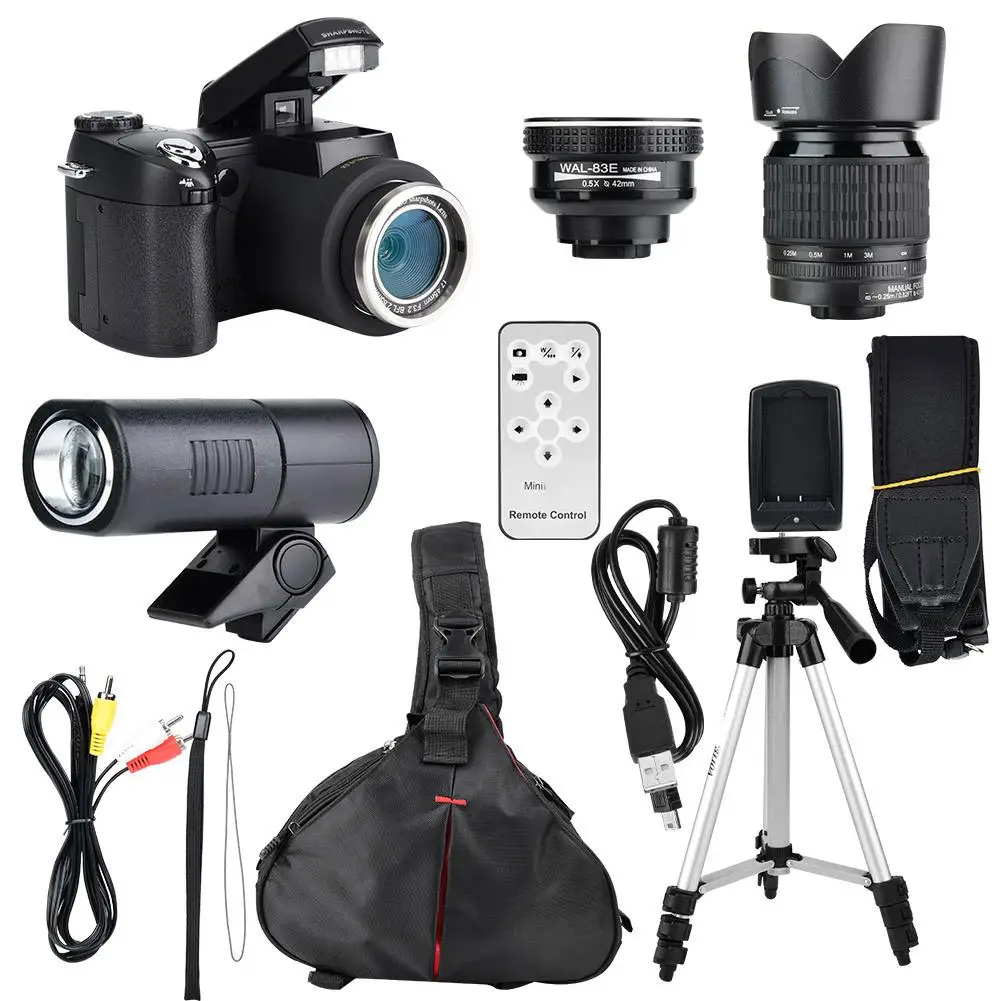 33MP HD D7300 Цифровая видеокамера широкоугольный объектив+ 24X телеобъектив+ светодиодный штатив новая распродажа