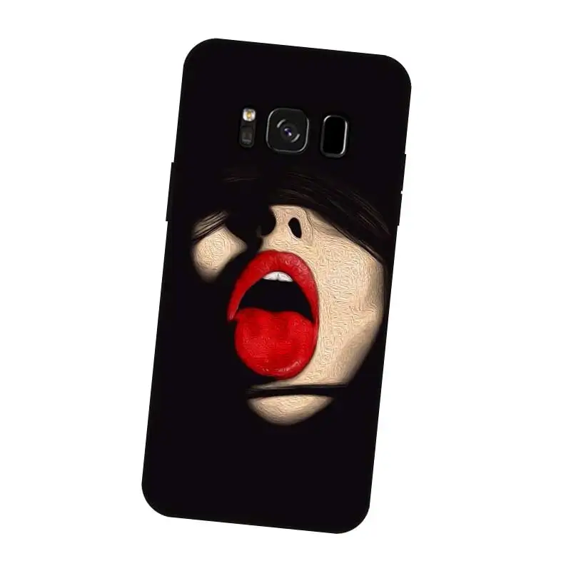 N382 Sexy Lips Black Silicone Case Cover For Samsung Galaxy S5 S6 S7 S8 S9 S10 5G S10E S11 S11E Lite Edge Plus |