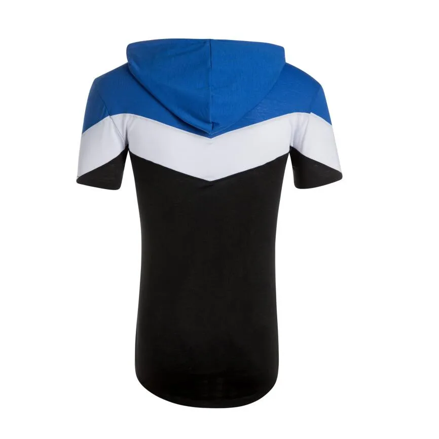 

2021 brand clothing three-color stitching men's T-shirt men's luxury T-shirt fitness casual sports men's hooded T-shirt tops