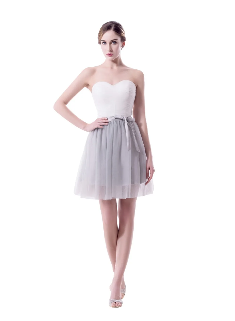 Sweetheart Short Tulle Bridesmaid Dress Appliques Zipper Back A Line Tull 2019 Wedding Party robe demoiselle d'h | Свадьбы и