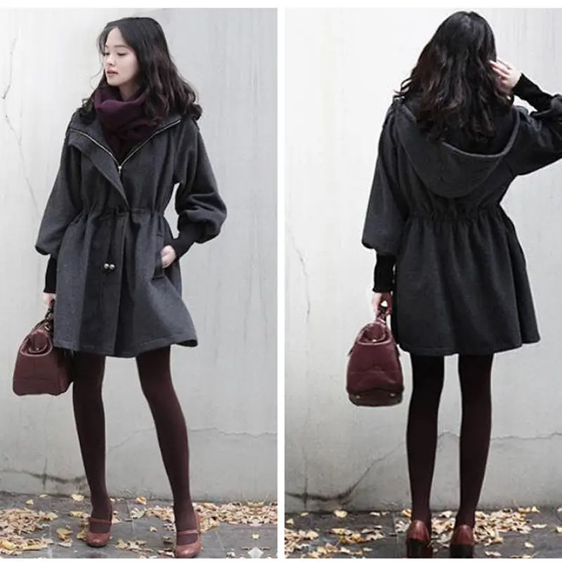 

Woolen Coat Female Autumn Winter New Fashion Casaco Feminino Long Drawstring Thick Sheep Wool Coat Women Abrigo Mujer 6XL LQ602