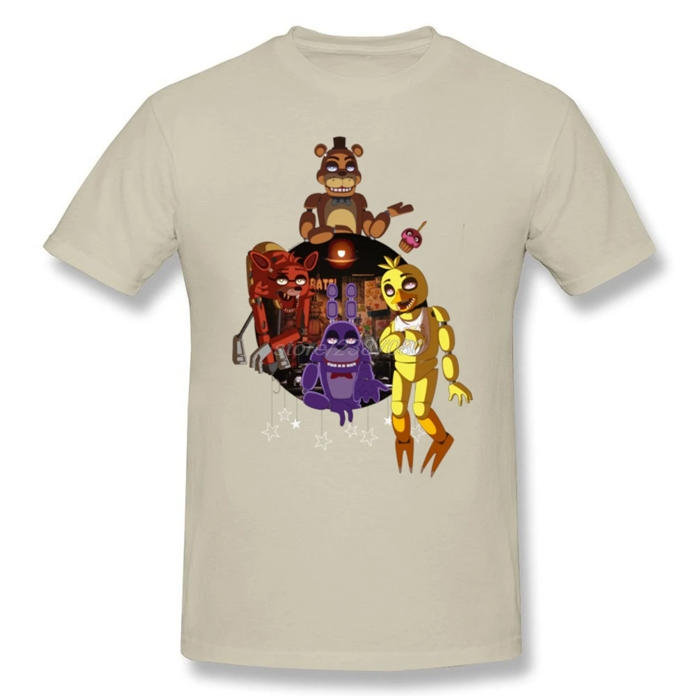 FNAF банда одежда для подростков натуральный хлопок модные рубашки онлайн натуральный хлопок для мужчин костюм футболки - Цвет: Natural