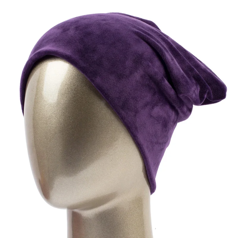 Purple Geebro Женская шапка Skullies Beanie полиэфирные вязаные шапки женские Балаклавы зимние теплые бархатные шарфы и шапочки - Цвет: Purple