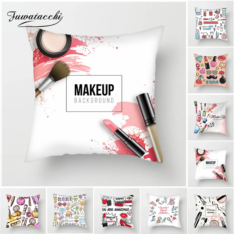 

Fuwatacchi Hand Painted Makeup Cushion Cover Lipstick Perfume Bottles Eye Shadow Pillow Cover for Sofa Home Chair Pillowcases