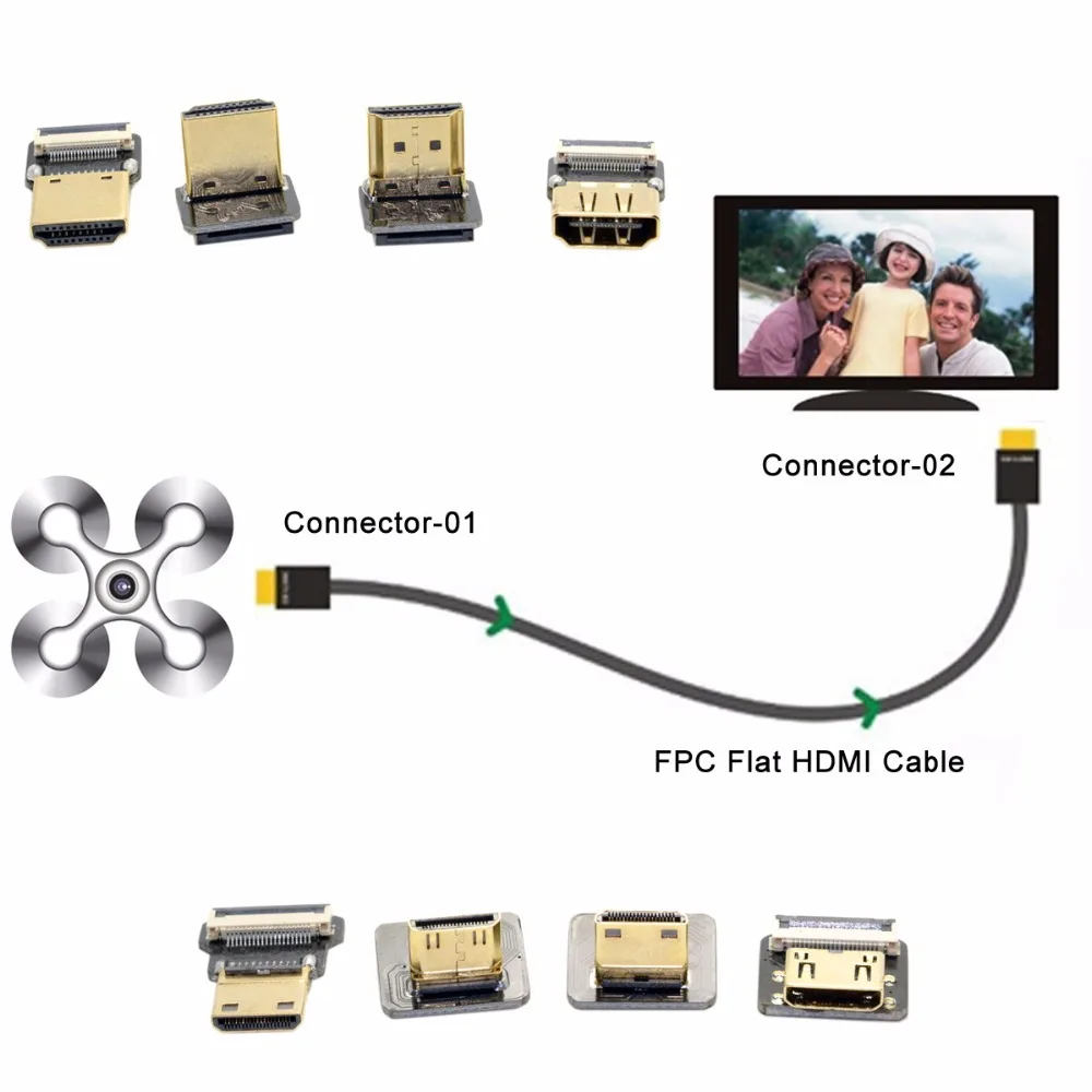 

FPV Mini HDMI Type C Connector Up & Down Angled 90 Degree Male Female FPV HDMI for FPV HDTV Multicopter Aerial Photography