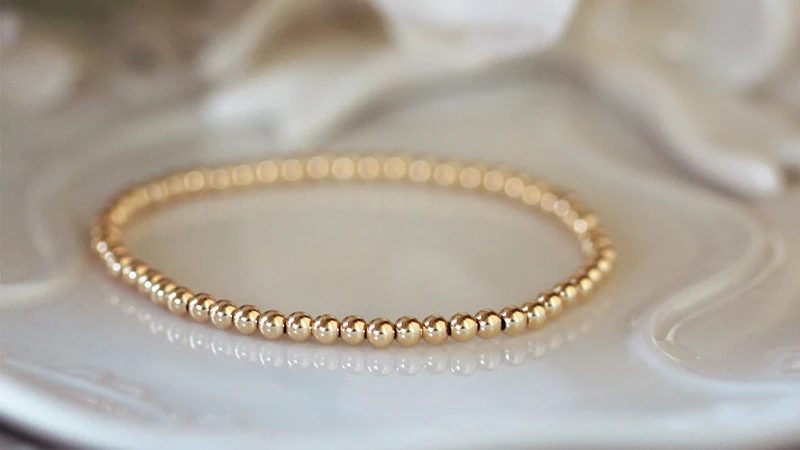 Sinya 18k Au750 браслет с золотыми бусинами для маленьких детей, девушек, женщин длиной от 12 см до 21 см диаметр золотых бусин 4 мм