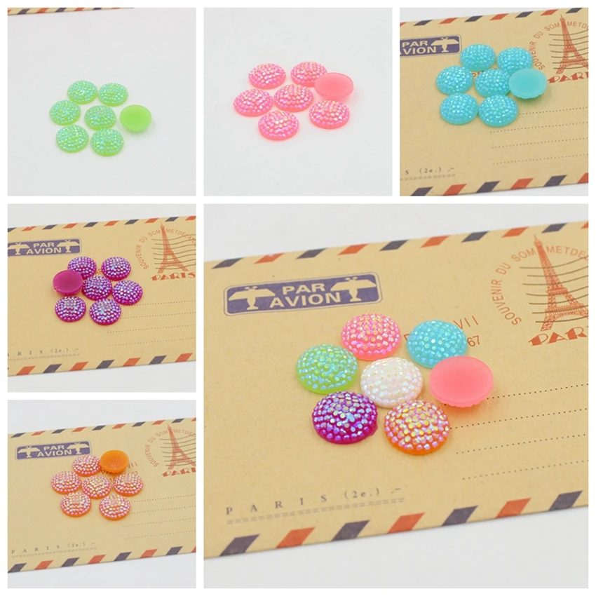 

Новое поступление, 72 шт., Размер 12 мм, AB цвета, дизайн, плоские круглые бусины из смолы, стразы из смолы с плоской задней стороной для украшени...