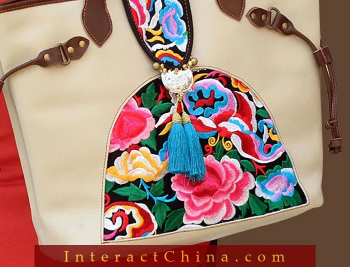 100% Handmade Handbag Purse Tote Shopper Bag - Fine Oriental Embroidery Art #127 |