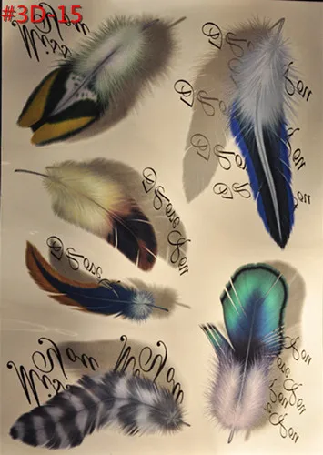 Последние популярные 3 d перья водонепроницаемые временные татуировки