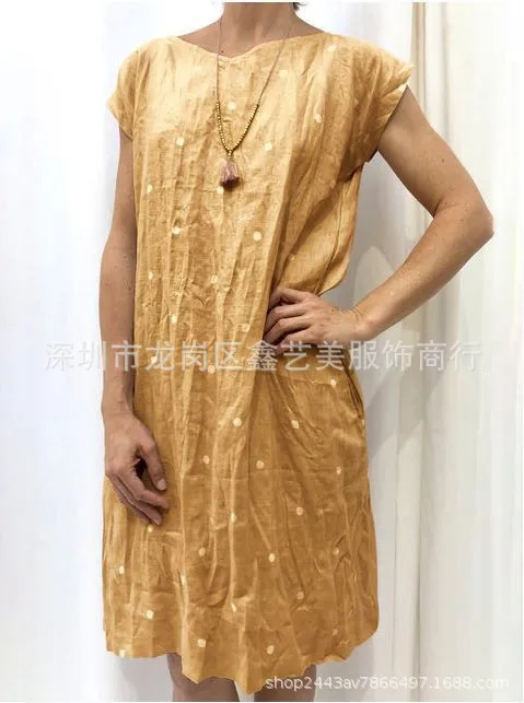 2019 summer V-neck dot print women's casual large size short-sleeved dress S-5XL | Женская одежда