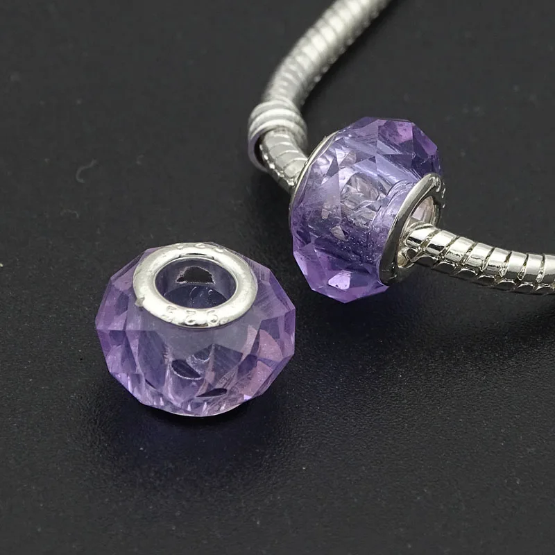 Light Purple 10 шт./лот граненое муранское стеклянные бусы, амулеты, подходящие для европейского стиля Pandora Браслеты и ожерелья DIY Аксессуары - Цвет: Light Purple