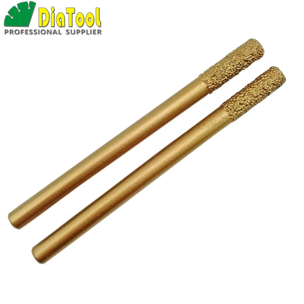 

DIATOOL 2PCS CNC Vacuum Brazed Diamond Carving Bits Flat-end (6/20mm), Striaght Diamond Burrs