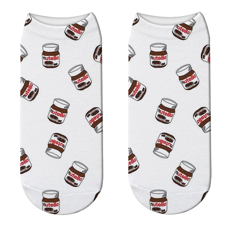9 Kawaii Nutella/носки с 3D принтом женские милые носки хлопковые с забавным Femme Повседневные популярные корейские носки до щиколотки Spaort Sox - Цвет: 9