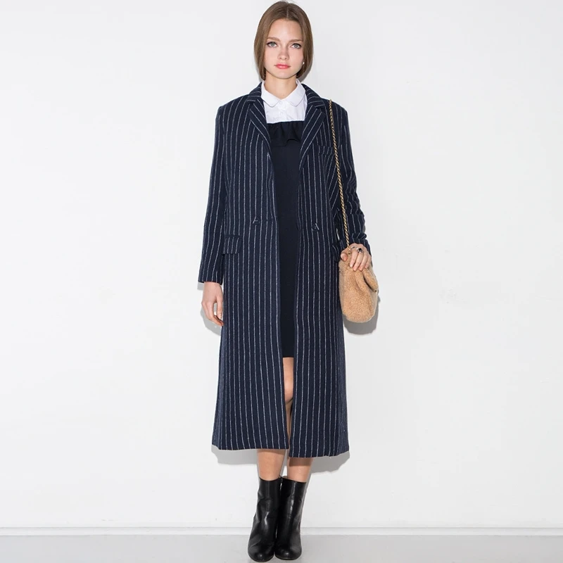 2018 new retro British wind hit striped coat wild long paragraph | Женская одежда